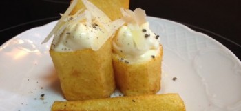 Vasitos de patata con crema de queso