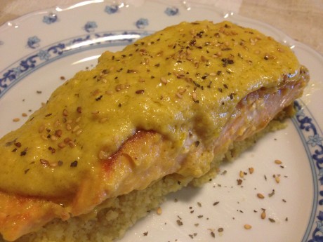 Salmón a la naranja en base de couscous